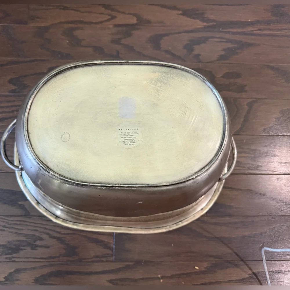 VTG Pottery Barn Silverplate Vineyard Collection Oval Party Ice Bucket ~ 17x13x8
